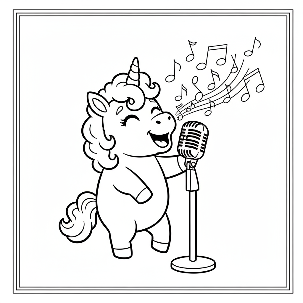 Baby Unicorn Singing Song - Free printable unicorn coloring page