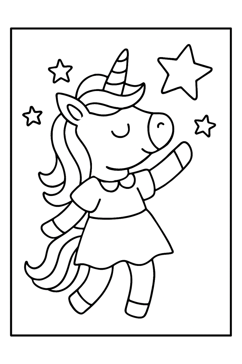 Unicorn Making a Wish on a Star - Free printable unicorn coloring page